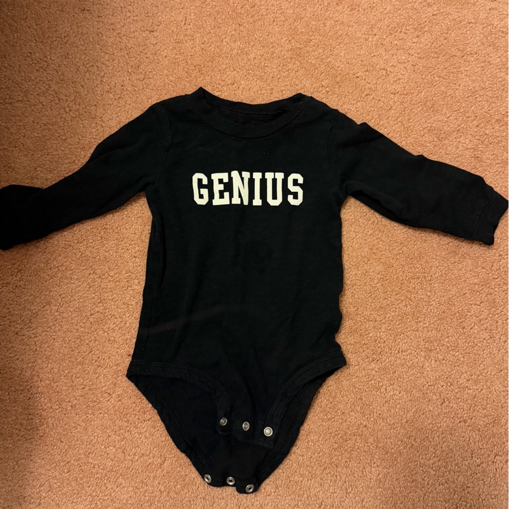 Carter's Black 'GENIUS' Long Sleeve Bodysuit